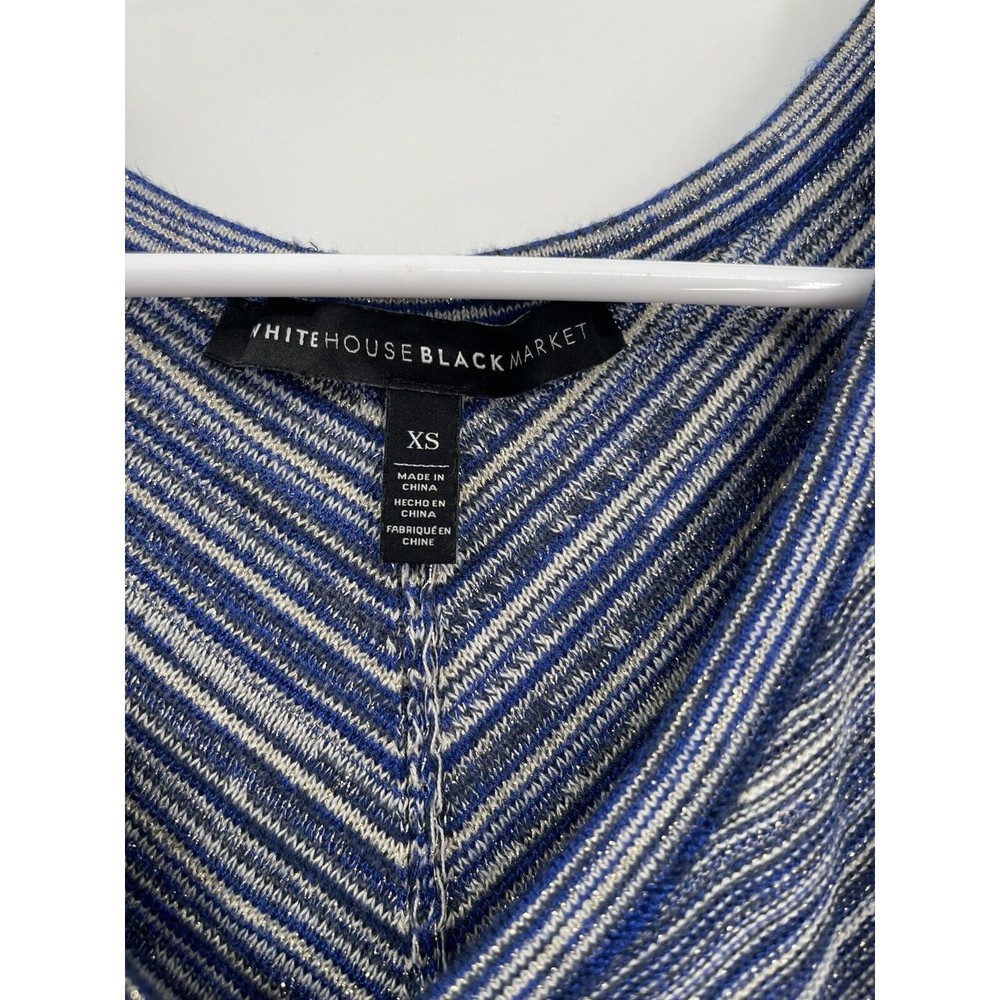 White‎ House Black Market Cold Shoulder Striped V Neck Sweater Top Womens XS - Picture 3 of 8
